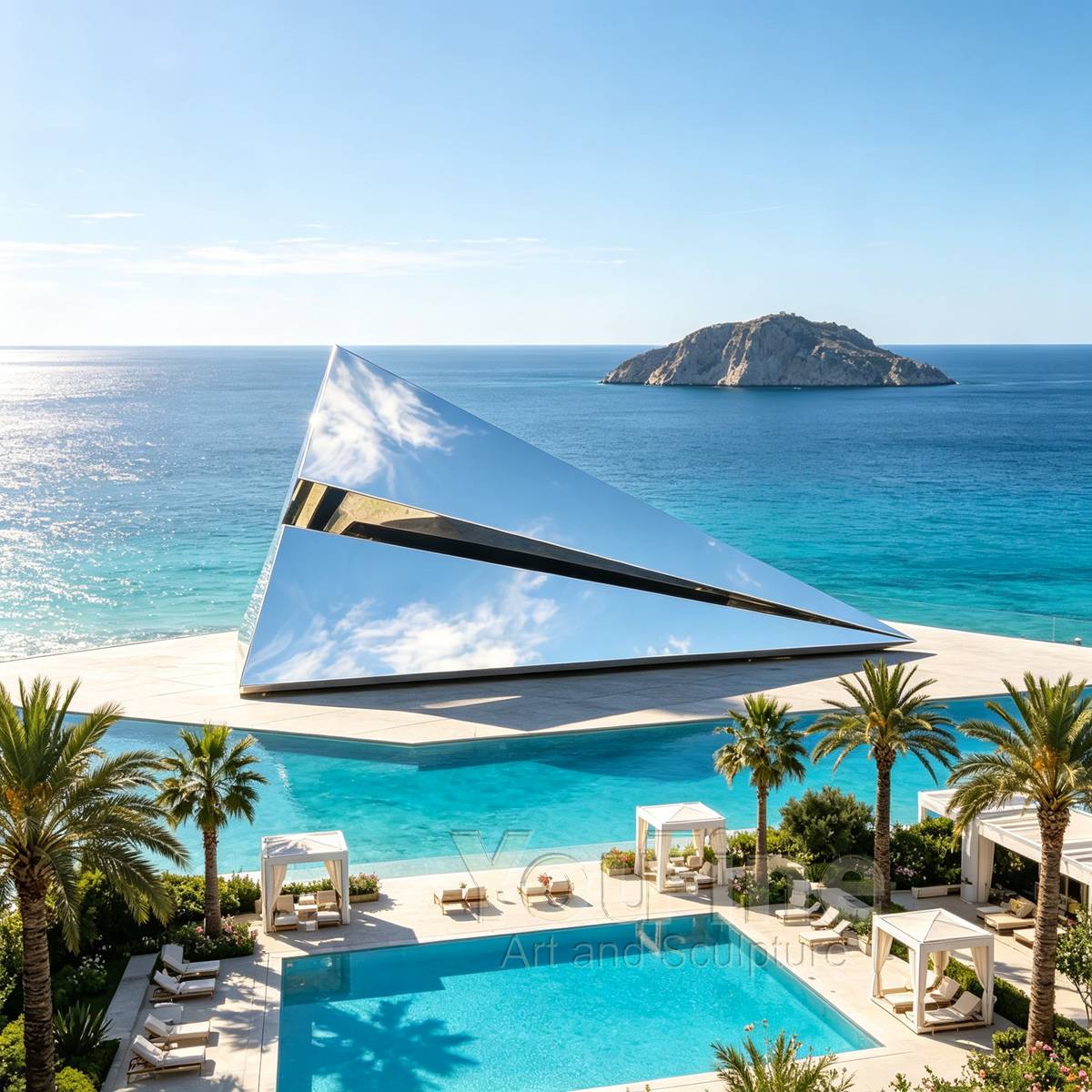 Mirror Polished Stainless Steel Paper Plane Sculpture - Aerospace & Space Sculptures - 4 Mirror Polished Stainless Steel Paper Plane Sculpture for seaside