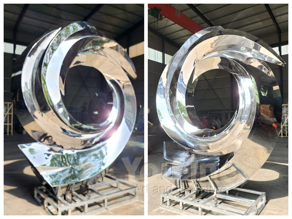 Stainless Steel Vortex Ring Sculpture for Resort Plaza - Garden Metal Sculpture - 2 Stainless Steel Vortex Ring Sculpture