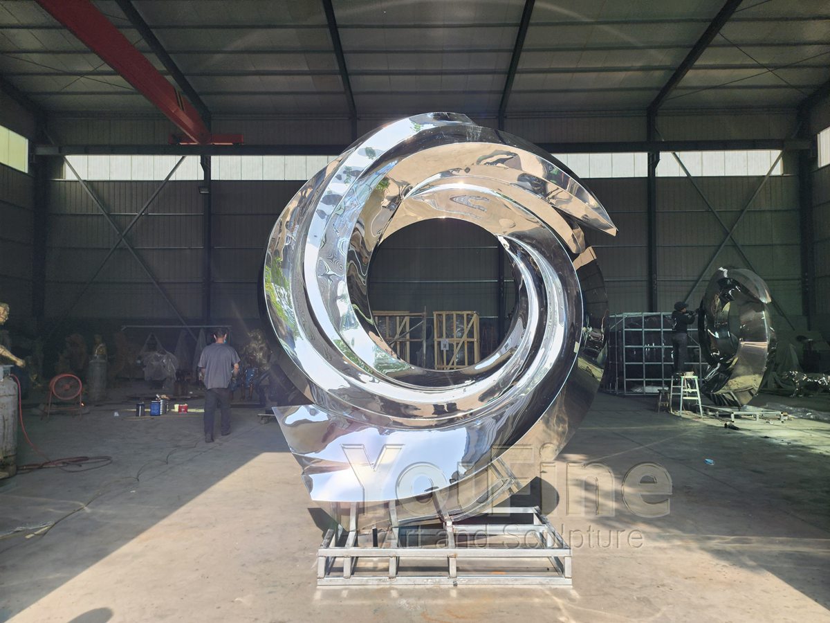 Stainless Steel Vortex Ring Sculpture for Resort Plaza - Garden Metal Sculpture - 3 Stainless Steel Vortex Ring Sculpture
