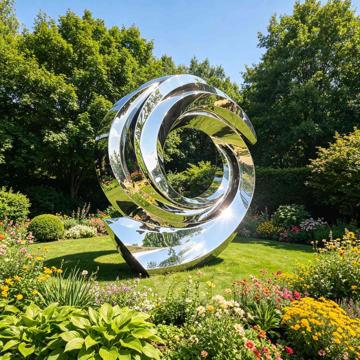 Stainless Steel Vortex Ring Sculpture for Resort Plaza - Garden Metal Sculpture - 1 Stainless Steel Vortex Ring Sculpture for Resort Plaza