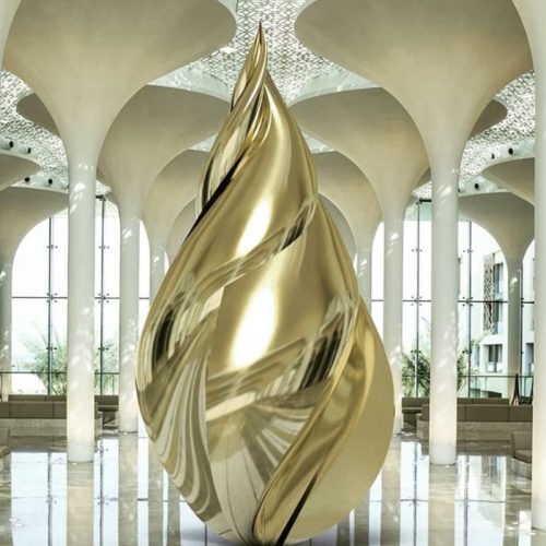 hotel lobby stainless steel abstract sculpture